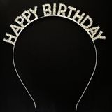 Gümüş Kristal Taşlı Happy Birthday Doğum Günü Tacı Ithal Ürün 17X16 cm