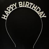 Gümüş Kristal Taşlı Happy Birthday Doğum Günü Tacı İthal Ürün A Kalite 17x16 cm (4604)