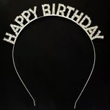 Gümüş Kristal Taşlı Happy Birthday Doğum Günü Tacı İthal Ürün A Kalite 17X16 Cm (5047)