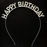 Gümüş Kristal Taşlı Happy Birthday Doğum Günü Tacı İthal Ürün A Kalite 17X16 Cm (5433)