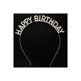 Gümüş Kristal Taşlı Happy Birthday Doğum Günü Tacı İthal Ürün A Kalite 17x16 cm (5440)