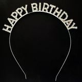 Gümüş Kristal Taşlı Happy Birthday Doğum Günü Tacı İthal Ürün A Kalite 17X16 Cm Go53/04741