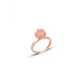 Gümüş Lotus çiçeği modeli pembe renkli taşlı ayarlamalı yüzük