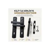GÜMÜŞ Lüx Lama Aynalı Kapı Kolu ( Oda ) Mat Siyah ve40MM Siyah Sessiz Kilit