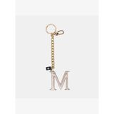 Gümüş M Harfi Gold Zincirli Deri Charm/Anahtarlık