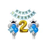 Gümüş Mavi Doğum Günü Balon Set, 2