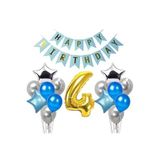 Gümüş Mavi Doğum Günü Balon Set, 4