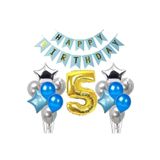 Gümüş Mavi Doğum Günü Balon Set, 5