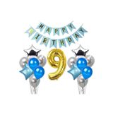 Gümüş Mavi Doğum Günü Balon Set, 9