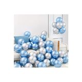 Gümüş-mavi Krom Balon 20 Adet