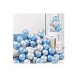 Gümüş-mavi Krom Balon 50 Adet