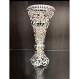 Gümüş Metal Kristal Taşlı Metal Vazo 30cm LKM070