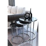 Gümüş Metal Zigon Sehpa Füme Aynalı Gümüş Metal - Aynalı Cam 52 x 52