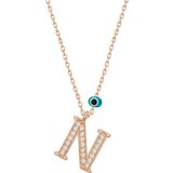 Gümüş Nazar Rose N Harfi Kadın Kolye SL4986