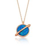 ?Gümüş Opal Taşlı Rose Gezegen Bayan Kolye