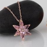 Gümüş Pazarım Pembe Renkli Lotus Çiçeği Gümüş Kolye