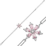 Gümüş Pembe Lotus Çiçeği Kadın Bileklik SL6102