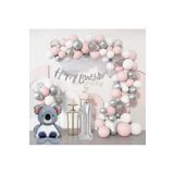 Gümüş Pembe Lüks 1 Yaş Koala Folyo Doğum Günü Süsü Doğum Günü Parti Balon Zincir Set, 4545451212122