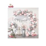 Gümüş Pembe Lüks 1 Yaş Tavşan Folyo Doğum Günü Süsü Doğum Günü Parti Balon Zincir Set