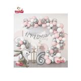 Gümüş Pembe Lüks 6 Yaş Tavşan Folyo Doğum Günü Süsü Doğum Günü Parti Balon Zincir Set