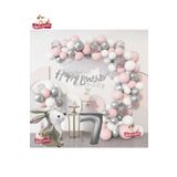 Gümüş Pembe Lüks 7 Yaş Tavşan Folyo Doğum Günü Süsü Doğum Günü Parti Balon Zincir Set