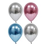 Gümüş-pembe-mavi Krom Balon 50 Adet