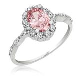 Gümüş Pembe Oval Taşlı Kadın Yüzük Sl4712