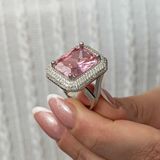 Gümüş Pembe Zirkon Taşlı Kadın Yüzük 16