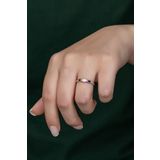 Gümüş Prenses Yüzük. Renkli Taşlı Ayarlanabilir Ölçü. Rose Gold Kaplama 925 Ayar Gümüş