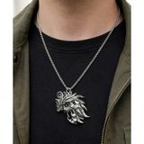 Gümüş Renk Anime Ffxvı Ifrit Bahamut Desenli Kolye Unisex Yetişkin