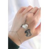 Gümüş Renk Beyaz Bubble Kalp Figürlü Şahmeran (316L Çelik)
