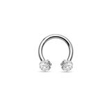 Gümüş Renk Beyaz Taş Kıkırdak Dudak Burun Septum Tragus Minik Boy Çelik Piercing - 3176
