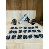 Gümüş Renk Boncuklu Oyuncak Tabanca 1 Adet + 2 Adet Hedef 9 Cm Siyah + 21 Paket Boncuk Karışık