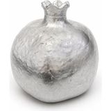 Gümüş Renk Cam Poliresin Nar Biblo Vazo, Taçlı, 8x8 Cm, Dekoratif Çiçeklik, 1 Parça - Çok Renkli