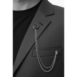 Gümüş Renk Gri Desen Ceket & Damatlık & Blazer Zincirli Yaka Aksesuarı - 34 - Açık Gri - Gri