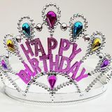 Gümüş Renk Happy Birthday Yazılı Doğum Günü Tacı 60 cm (5264)