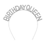 Gümüş Renk Kristal Taşlı Parlak Birthday Queen Yazılı Kraliçe Taç 16x17 cm