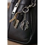 Gümüş Renk Metal Siyah Taşlı Örümcek Figürlü Unisex Anahtarlık