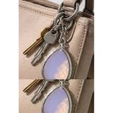 Gümüş Renk Opalit Damla Kesim Doğal Taş Anahtarlık I Unisex Metal Tasarım