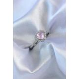 Gümüş Renk Pembe Zirkon Taşlı Kalp Charm Model Pirinç Kadın Yüzük 5886 Diğer