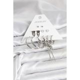Gümüş Renk Pirinç 6'lı Kadın Küpe Seti - TJ-BKP11337