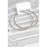 Gümüş Renk Pirinç Köşeli Kenar Halka 72 Mm Kadın Küpe - Ebj260509w42047