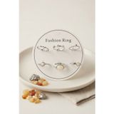 Gümüş Renk Pirinç Vintage Detaylı 6'lı Yüzük Seti BYK4316 TG27BYK4316