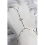 Gümüş Renk Pirinç Zirkon Taşlı Pembe Kalp Model Şahmeran Tj-Sn772