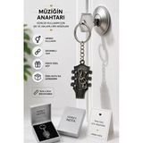Gümüş Renk Sol Anahtarlı Gitar Kafa Anahtarlık Metal Müzik Anahtarlığı Unisex