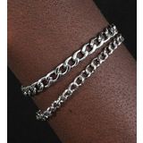 Gümüş Renk Unisex İnce Ve Kalın Cadena Kombin Bileklik - 2130