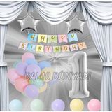 Gümüş Renk Yıldız Folyo Balon Seti 1 Yaş