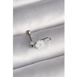 Gümüş Renk Zirkon Taş Detay Beyaz Çiçek Model Tragus Piercing - EBJ241123W29508