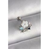 Gümüş Renk Zirkon Taş Detay Beyaz Çiçek Model Tragus Piercing
