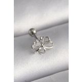 Gümüş Renk Zirkon Taş Detay Kurdele Model Tragus Piercing - EBJ241123W29440